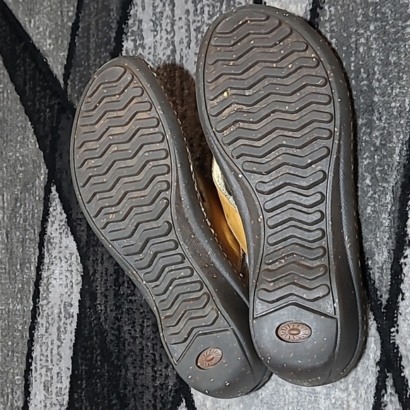 UGG LEATHER SHEEPSKIN BUTTON LOGO SANDALS - Picture 10 of 12